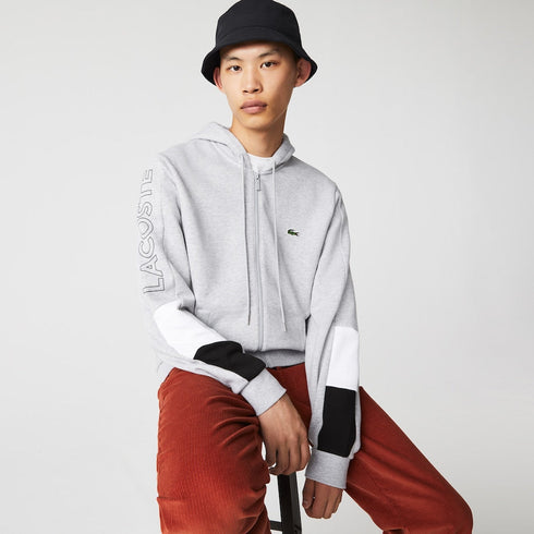 LACOSTE Hooded Colorblock Fleece Zip Sweatshirt Mens Apparel